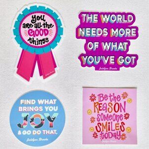 SET OF 4 JADELYNN BROOKE MOTIVATIONAL ENCOURAGEMENT GIRL POWER JOY STICKERS PACK